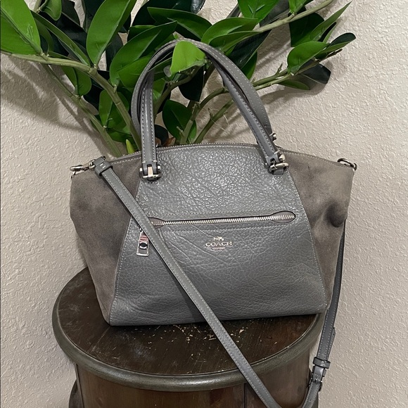 Coach Handbags - Coach Gray Leather and Suede Satchel